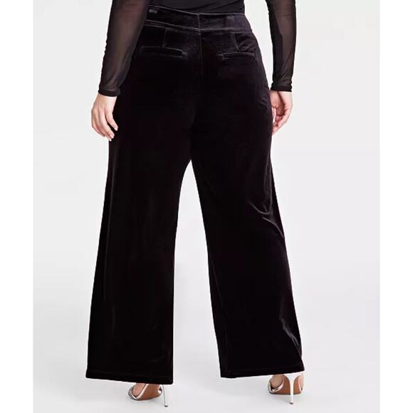 INC International Concepts Black Velvet Wide Leg High Rise Pants Plus 2X New NWT - Picture 8 of 11
